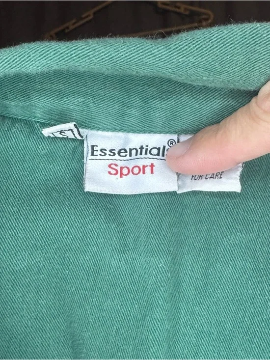 Essentials Sleeveless Button-Front Shirt in Olive Green - Picture 8 of 8